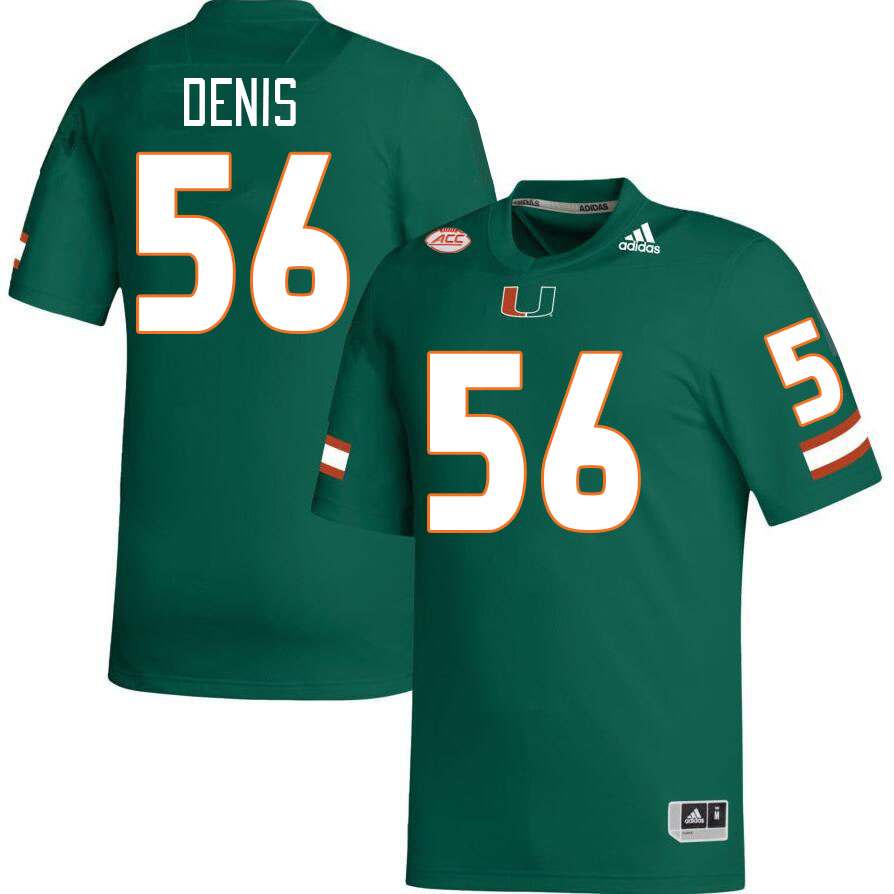 Men #56 Jonathan Denis Miami Hurricanes College Football Jerseys Stitched-Green